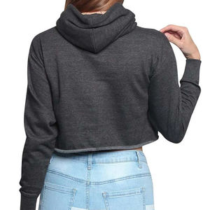 Nuevo estilo barato Venta caliente Crop Top Nueva llegada Mujeres Sudadera con capucha Color sólido Alta calidad 100% Algodón Crop Top Sudadera con capucha - Product Image 2