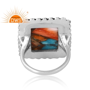 Increíble diseño 925 Plata Natural Mojave cobre púrpura Qyster turquesa anillo de piedras preciosas para mujer fabricante de joyería - Product Image 2