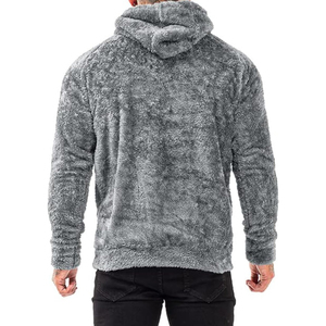 Custom Logo Pullover Hoodies Men <b>Thick</b> <b>Fleece</b> Heavyweight Sherpa Faux Fur Lined Latest Design Embossed Printing French Fabric - Product Image 2