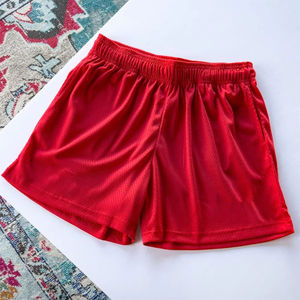 Pantalones cortos de malla de poliéster de doble capa de alta calidad para hombre con logotipo personalizado con cordones largos y bolsillos de patrón sólido - Product Image 3