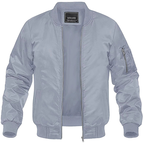 Blouson Bomber Gris Clair Personnalisé Homme Fermeture Éclair Mode Extérieure Streetwear Coupe-Vent Léger OEM ODM Vente en Gros - Product Image 5