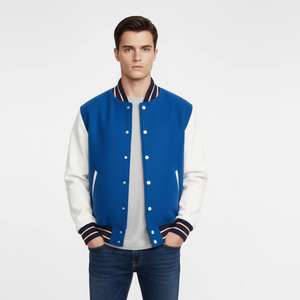 Chaqueta Universitaria Personalizada para Hombre, Estilo Urbano, con Cuello Alto y Logotipo Frontal, Tejido de Lana Ecológico y Transpirable - Product Image 1