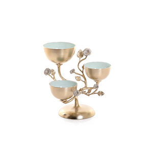 Ensemble de plateaux à collation en métal martelé doré à cinq bols avec accent de texture feuille Vaisselle et service personnalisables décoratifs modernes - Product Image 5