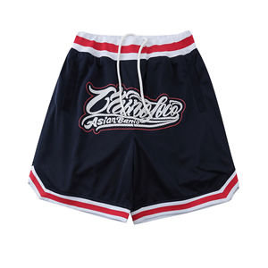 กางเกงขาสั้นผ้าคอตตอนพิมพ์ลายตาข่ายสำหรับผู้ชายกางเกงขาสั้นสีสั่งทำฉลากส่วนตัวพร้อมสาย - Product Image 1