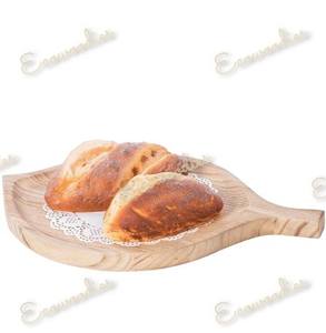 Plato de comida y pizza de madera maciza sostenible para bandejas de bistec y pan, bandeja de exhibición redonda con forma de hoja de Pizza de madera quemada - Product Image 5