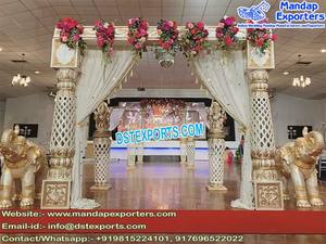 Puerta de bienvenida de madera para boda Gujarati, decoración tradicional de madera tallada, puerta de bienvenida, boda india tallada, puerta de bienvenida - Product Image 5