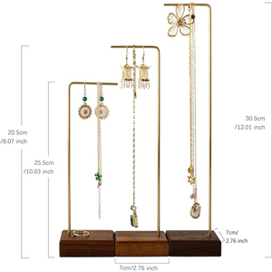 ที่ตั้งเครื่องประดับพร้อมฐานไม้ชุบทองเครื่องประดับโลหะอุปกรณ์จัดแสดงเครื่องประดับโลหะรูปทรงที่กำหนดเองขายดี - Product Image 1