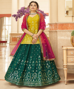 Dernière Georgette Broderie Séquence Travail Wedding Wear Top Lehenga avec Dupatta Vêtements pour femmes Prix de gros Vêtement ethnique ApparelGarment - Product Image 1