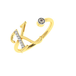 Personalizable 14K/18K Oro inicial anillo delicado K nombre diamante anillo personalizado regalo para mujeres - Product Image 1