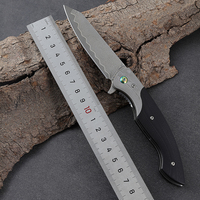 Nouveau design 2026 – Couteau pliant de survie et de camping portable avec lame en acier Damas CNC personnalisée et manche G10 – Idéal comme cadeau