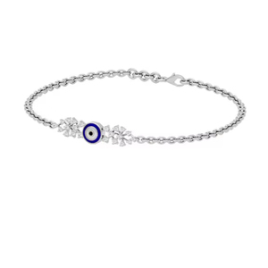 Bracelet chaîne minimaliste en argent sterling 925 massif plaqué rhodium avec diamant rond taille brillant de 0,376 ct pour femme (OEM) - Product Image 1