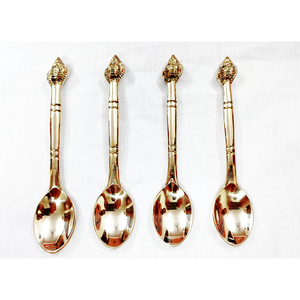 Ensemble de 4 cuillères à café en plumes en laiton de luxe pour la maison et l'hôtel Ensemble de cuillères à café de haute qualité avec vernis pour la cuisine - Product Image 3