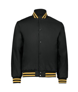 Premium Unisex Black with <b>Yellow</b> Straps Hooded Bomber <b>Jacket</b> Winter Canvas Stand Collar Front Logo for Chicago for - Product Image 1