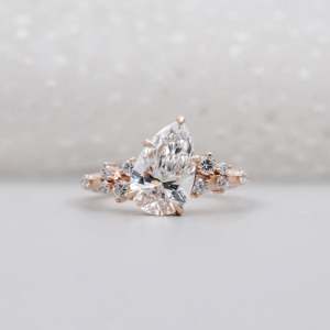IGI Certified Rose Gold Engagement <b>Ring</b> with Pear Cluster Side Stones <b>Diamond</b> <b>Rings</b> Collection - Product Image 1