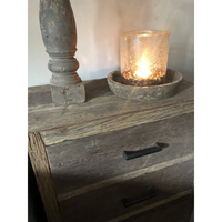 Meubles de chambre à coucher en teck recyclé, style antique moderne, tables de chevet, 3 tiroirs, forme carrée, pour appartements, en stock