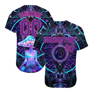 Camiseta de Béisbol Personalizada con Diseño 3D de Hongos Mágicos sobre Geometría Sagrada, Estilo Psicodélico y Auténtico - Product Image 1