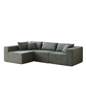 Sofá Seccional Modular en Forma de L de Lujo de 104 Pulgadas, Tapizado en Pana, Relleno de Espuma Comprimida, Mueble de Interior para Sala de Estar - Product Image 1