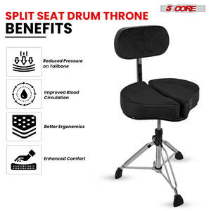 5 Core <b>Drum</b> Throne 5 Padded Split Spine Support 4 Legged 441Lb Capacity Stool w Backrest - Product Image 5