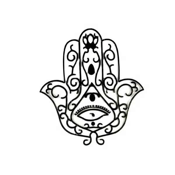 Hamsa Palmed Shaped Symbol Tattoos Schutzschild Schönes neues Design No Harm Skin Safe Schwarz Yoga Spiritueller Spiral aufkleber