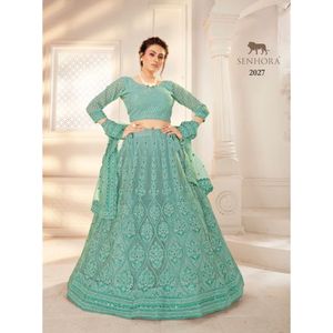 Tenue indienne fantaisie tendance Evergreen Design filet lourd Lehenga Choli avec Dupatta avec broderie au taux le plus bas - Product Image 1