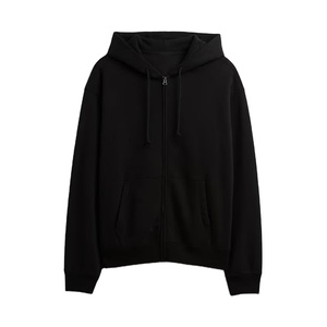 Classique hommes sweat à capuche zippé coton polaire sweat à manches longues couleur noire décontracté veste à glissière haut pour hommes - Product Image 1