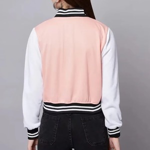 Direct Factory Femmes Col Montant Cropped Varsity Veste À Manches Longues Baseball Style Streetwear - Product Image 4