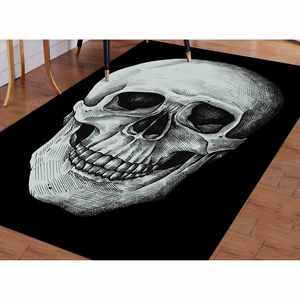 Alfombra con Estampado de Calavera - Diseño Único para Cuarto de Hombre, Oficina, Cocina, Alfombra Delgada No Tejida - Product Image 1