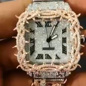 Reloj de Alta Calidad con Diamantes Cultivados en Laboratorio, Estilo Hip Hop, Acero Inoxidable, Engaste Invisible, para Regalos Unisex - Product Image 1