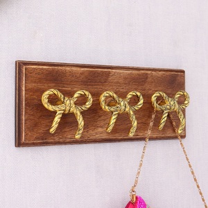 Handmade Bulk Decorative Wooden Wall <b>Hook</b> for Hanging Clothes with Gold Bow Metal <b>Hooks</b> for Bedroom WHK-2127 - Product Image 4