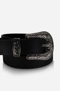 Cinturón de Cuero Vacuno Ecológico Hecho a Mano de 3.5cm de Ancho para Hombre, Estilo Vaquero Casual Negro con Hebilla Cuadrada de Aleación - Product Image 2