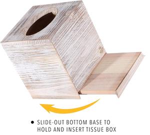 กล่องกระดาษทิชชู barnwood สีขาวที่ใส่กล่องทิชชู2แพ็ครวมถึงแผงด้านล่างแบบสไลด์ออกที่ใส่กล่องทิชชู่ทรงสี่เหลี่ยมมีสไตล์ - Product Image 5