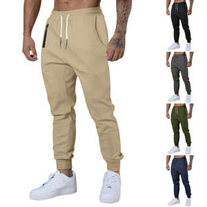 Pantalon de sport décontracté d'été pour homme, léger, en polyester/coton respirant, taille mi-haute avec cordon de serrage - Product Image 1