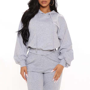 Ensemble de jogging 2 pièces en polaire 100% coton personnalisé pour femmes ensemble de jogging combinaison ensemble de jogging vierge - Product Image 5