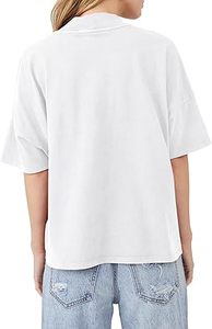 Oversize Heavyweight Plus Size Cropped Top Blank <b>White</b> Color Mock Neck T <b>Shirts</b> Cotton Short <b>Sleeve</b> Crop Top <b>Shirts</b> Breathable - Product Image 2