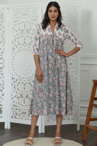 Casual encanto exquisito Azofree puro algodón favorecedor silueta vestido de mujer Floral bellamente elaborado Vestido de estilo vestido - Product Image 6