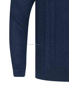 Vente en gros Pull à col roulé pour hommes High Street 100% coton couleur unie épais décontracté rayé tricot fermeture éclair avant hiver - Product Image 4