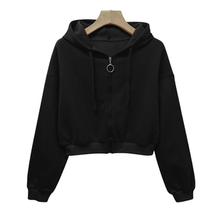Sudadera con capucha recortada de algodón para mujer Top Diseño de logotipo personalizado OEM Precio al por mayor Tallas grandes Temporada de invierno Sudadera con capucha Crop Top Selling - Product Image 4