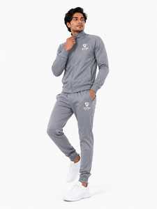 Conjunto Deportivo Unisex Gris con Capucha 2 en 1, Forro Polar, Manga Larga, Color Sólido, Informal, con Bolsillos Laterales y Cierre con Cordón, Estilo Otoñal - Product Image 1