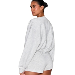 Sudadera con cremallera para mujer, chaqueta de lana de corte holgado de estilo recortado, logotipo personalizado, ropa de moda al por mayor para mujer - Product Image 3