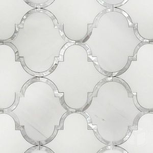ห้องครัว Backsplash ผนังกระเบื้องโมเสก / กระเบื้องตกแต่งหินโมเสกศตวรรษคาร์ราราหินอ่อนทองเหลืองผสมโมเสกอินเดียสีขาวทอง - Product Image 3