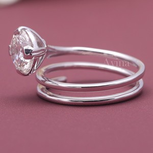 Bague en spirale avec diamant cultivé en laboratoire certifié IGI, argent sterling 925 plaqué rhodium, bague de fiançailles solitaire moderne de luxe - Product Image 4