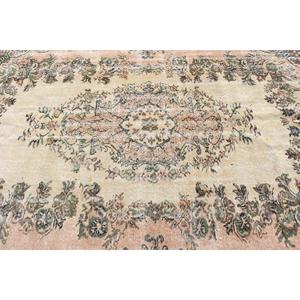 Vintage Large Rug 5.9x8.9 ft, Turkish <b>Brown</b> Bordered <b>Wool</b> Rug - Product Image 5