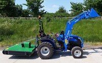 NOUVEAU TRACTEUR COMPACT SOLIS 26 4WD avec NOUVEAU CHARGEUR SOLIS 3200 avec godet 4-en-1 et tondeuse/rotary 1,4 m