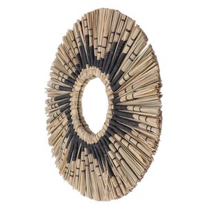 Espejos con marco de madera envejecido nórdico bohemio al por mayor, algas marinas negras rústicas con patrón redondo personalizado, baño decorativo de pared - Product Image 6