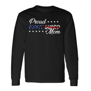 Camiseta de manga larga para mamá de la Guardia Costera de EE. UU., diseño de bandera llamativa, camiseta promocional para mamá orgullosa - Product Image 2