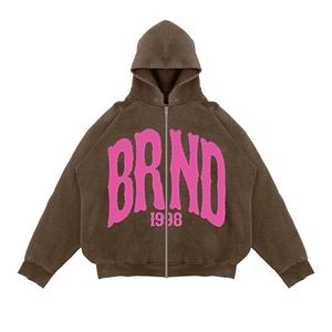 Ensemble de survêtement personnalisé délavé à l'acide prix de gros patch sweat à capuche zippé pantalon de survêtement lavé uni hiver essentiel - Product Image 3