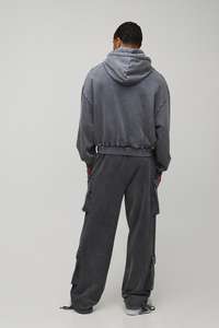 Lavage à l'acide avec patch broderie Double capuche haute qualité 100% coton hommes sweats à capuche pull lourd survêtement - Product Image 4