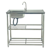 Évier de cuisine professionnel en acier inoxydable abordable avec table de préparation intégrée et bac à linge