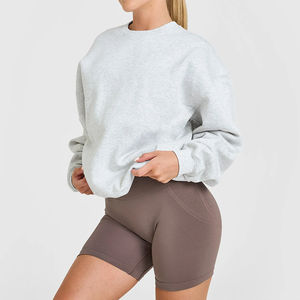 Sweat-shirt à capuche en molleton de coton tricoté surdimensionné pour femme, impression personnalisée sur le devant, coupe ample, broderie, écologique - Product Image 4