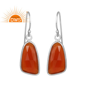 ต่างหูห้อยอัญมณีโอนิกซ์สีแดงธรรมชาติสีเงินสเตอร์ลิงสี925แบบปรับแต่งได้ตามต้องการ - Product Image 1